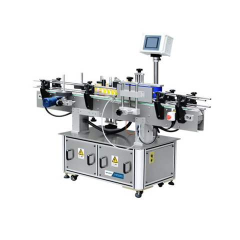 Klebeetikettiermaschine für quadratische Flaschen